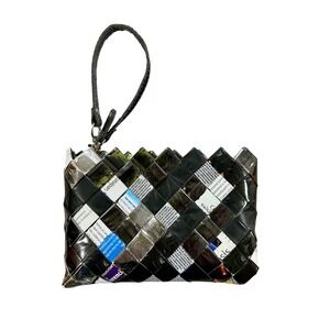 Handmade Recycled Candy Wrapper Woven Wristlet Clutch Bag Multicolor